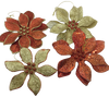 Ornaments Unique Vintage Red and Gold Poinsettias Hard Plastic Glitter Christmas Tree Decor Collectible SET OF 4 - JAMsCraftCloset