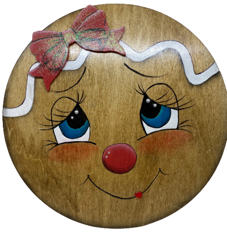 GINGERBREAD FACE Wall Art GIRL WITH BLING HEART Hand Painted 12 Inch Round Wood Bling and Glitter Kitchen Decor Holiday Christmas Decor Gift HAPPY SHOPPING -  JAMsCraftCloset