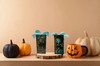 GLASS RECTANGLE BLOCK Halloween Decor Shelf Sitter Hand Painted Decoupaged BLUE WITCH - ROOT WITCH - REVERSIBLE Aqua Bow Gift Idea - JAMsCraftCloset
