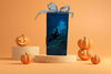 GLASS RECTANGLE BLOCK Halloween Decor Shelf Sitter Hand Painted Decoupaged FLYING WITCHES - REVERSIBLE Gray Sparkly Bow Gift Idea - JAMsCraftCloset