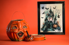 Vintage Wood Frame Decoupage On Glass IT IS TIME TO FLY Halloween Witch Wall Art Shelf Sitter Gift Idea {{ JAMsCraftCloset }}