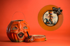 PLATE CHARGER ORANGE PLASTIC ROUND DECOUPAGED Upcycled Repurposed Wall Art or Shelf Sitter WITCH'S LEGS HAT Halloween Decor Home Decor Gift {{ JAMsCraftCloset }}