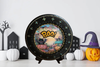 CHARGER PLATE BLACK PLASTIC ROUND Halloweens DECOUPAGED Upcycled Repurposed Wall Art or Shelf Sitter BOO Holiday Home Decor Gift - JAMsCraftCloset