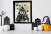 Vintage Wood Frame Decoupage On Glass IT IS TIME TO FLY Halloween Witch Wall Art Shelf Sitter Gift Idea {{ JAMsCraftCloset }}