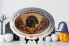 Plastic OVAL WHITE TRAY Farmhouse Country Kitchen Home Thanksgiving Decor TURKEY AND PUMPKINS Wall Art Shelf Sitter Handmade &nbsp;- JAMsCraftCloset