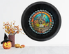 Mini Pie Pan Wall Art Handmade Hand Painted Decoupaged Wall Art Black HAPPY HALLOWEEN Decor Gift Idea - JAMsCraftCloset