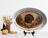 Plastic OVAL WHITE TRAY Farmhouse Country Kitchen Home Thanksgiving Decor TURKEY AND PUMPKINS Wall Art Shelf Sitter Handmade &nbsp;- JAMsCraftCloset