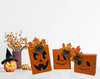 PUMPKIN JACK-O-LANTERN SET OF 3 Chunky Wooden Hand Painted Handmade Kitchen Fall Halloween Decoration Home Decor Set of 3- JAMsCraftCloset