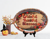 Plastic OVAL WHITE TRAY Farmhouse Country Kitchen Home Decor GRATEFUL THANKFUL BLESSED PLAID BORDER Wall Art Shelf Sitter Handmade &nbsp;- JAMsCraftCloset