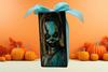 GLASS RECTANGLE BLOCK Halloween Decor Shelf Sitter Hand Painted Decoupaged BLUE WITCH - ROOT WITCH - REVERSIBLE Aqua Bow Gift Idea - JAMsCraftCloset