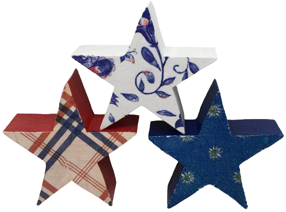 PATRIOTIC STARS SET 3 Chunky Wooden Hand Painted Handmade Sparkly Love America Patriotic Decoration Home Decor Holiday Set of 3- JAMsCraftCloset