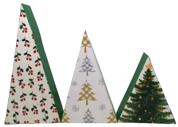 CHRISTMAS TREES Chunky Wooden Hand Painted Handmade Sparkly Christmas Holiday Winter Decoration Home Decor Set of 3 - JAMsCraftCloset