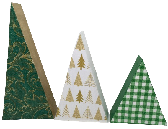CHRISTMAS TREES SET 2 Chunky Wooden Hand Painted Handmade Sparkly Christmas Holiday Winter Decoration Home Decor Set of 3 - JAMsCraftCloset