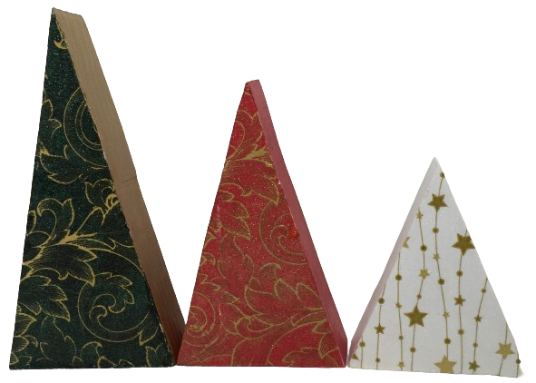 CHRISTMAS TREES SET 3 Chunky Wooden Hand Painted Handmade Sparkly Christmas Holiday Winter Decoration Home Decor Set of 3 - JAMsCraftCloset