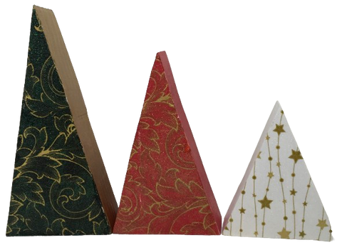CHRISTMAS TREES SET 3 Chunky Wooden Hand Painted Handmade Sparkly Christmas Holiday Winter Decoration Home Decor Set of 3 - JAMsCraftCloset