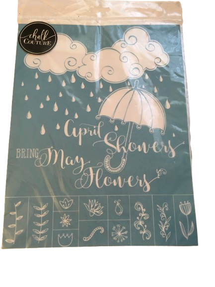 Chalk Couture STENCIL - NEW - APRIL SHOWERS BRING MAY FLOWERS - Spring Stencil - Reusable Adhesive Silkscreen Stencil - Happy Crafting - JAMsCraftCloset