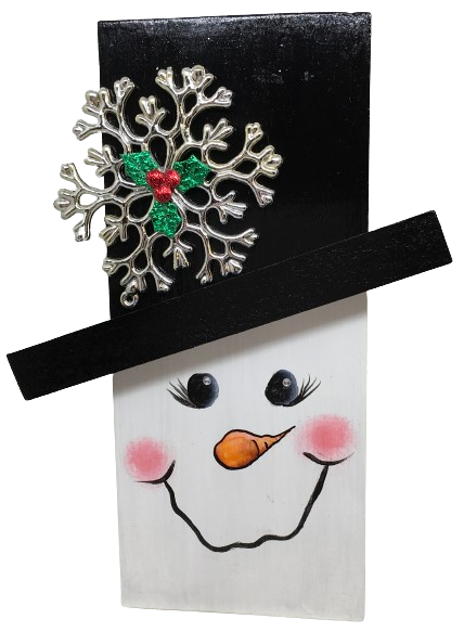WOOD SNOWMAN WITH HAT AND SNOWFLAKE-CHRISTMAS Shelf Sitter-Wall Art-Decor Holiday Decor-Wooden Hand Painted Handmade Winter Decoration Home Decor - JAMsCraftCloset
