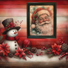 Vintage Wood Frame Decoupage On Glass SANTA SNOWFLAKES HOLLY Christmas Wall Art Shelf Sitter Gift Idea JAMsCraftCloset