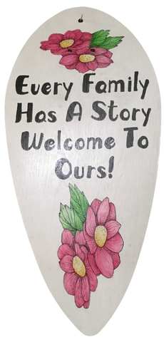 FAN BLADE Wall Art WELCOME TO OUR STORY Upcycled Repurposed Tear Shaped Ceiling Fan Blade Wall Art Hand Painted Pen and Ink Chalkboard on Back Handmade Home Decor Unique Gift Crafters Delight - JAMsCraftCloset