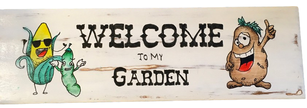 WELCOME TO MY GARDEN Wooden Sign Wall Art Gift Idea Positive Words Handmade Hand Painted Pen and Ink LOVE Holiday Decor Gift Idea Home Decor-One of a Kind-Unique Signs-Home Decor-Country Decor-Cottage Chic Decor-Gift- JAMsCraftCloset