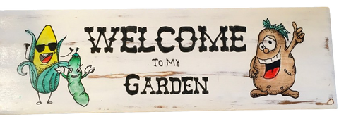 WELCOME TO MY GARDEN Wooden Sign Wall Art Gift Idea Positive Words Handmade Hand Painted Pen and Ink LOVE Holiday Decor Gift Idea Home Decor-One of a Kind-Unique Signs-Home Decor-Country Decor-Cottage Chic Decor-Gift- JAMsCraftCloset
