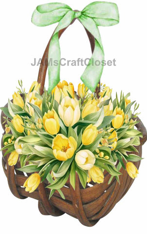 DIGITAL GRAPHIC DESIGN-Country-Floral-YELLOW TULIPS-Vintage-Basket 2-Sublimation-Download-Digital Print-Clipart-PNG-SVG-JPEG-Crafters Delight-Digital Art - JAMsCraftCloset