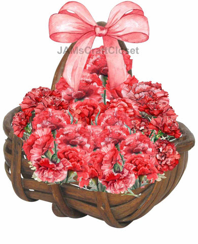 DIGITAL GRAPHIC DESIGN-Country-Floral-RED CARNATIONS-Vintage-Basket-Sublimation-Download-Digital Print-Clipart-PNG-SVG-JPEG-Crafters Delight-Digital Art - JAMsCraftCloset