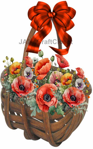 DIGITAL GRAPHIC DESIGN-Country-Floral-RED POPPIES-Vintage-Basket 2-Sublimation-Download-Digital Print-Clipart-PNG-SVG-JPEG-Crafters Delight-Digital Art - JAMsCraftCloset