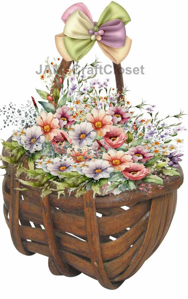 DIGITAL GRAPHIC DESIGN-Country-Floral-SPRING FLOWERS-Vintage-Basket 2-Sublimation-Download-Digital Print-Clipart-PNG-SVG-JPEG-Crafters Delight-Digital Art {{ JAMsCraftCloset }}