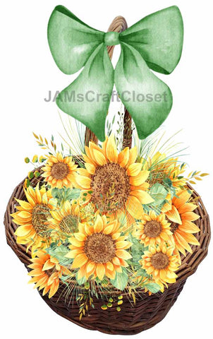 DIGITAL GRAPHIC DESIGN-Country-Floral-SUNFLOWERS-Vintage-Basket 1-Sublimation-Download-Digital Print-Clipart-PNG-SVG-JPEG-Crafters Delight-Digital Art - JAMsCraftCloset