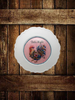 PLATE CHARGER WHITE PLASTIC ROUND Decoupaged Hand Painted Upcycled Repurposed Wall Art DATE NIGHT Home Decor Closet Wall Art Gift - JAMsCraftCloset