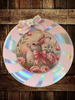 Plastic Round Pink and Silver TRAY Farmhouse Country Easter Decor BUNNY WITH BOW Wall Art HAPPY EASTER Cottage Chic Victorian Decor Handmade Gift Idea &nbsp;- JAMsCraftCloset