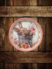 Metal Round TRAY Farmhouse Country EASTER BUNNY IN PAIL Wall Art HAPPY EASTER Cottage Chic Victorian Decor Handmade Gift Idea {{ JAMsCraftCloset }}