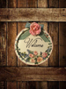 Metal Round TRAY Farmhouse Country Roses and Lilacs Wall Art WELCOME Cottage Chic Victorian Decor Handmade Gift Idea {{ JAMsCraftCloset }}