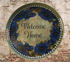 TRAY GREEN METAL ROUND Decoupaged Hand Painted Upcycled Repurposed Wall Art WELCOME HOME Home Decor LOVE Wall Art Gift - JAMsCraftCloset