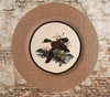 CHARGER PLATE Tan BURLAP Covered PLASTIC ROUND - DUCK FLYING LEFT - CRANSTON FABRIC PRINT DECOUPAGE Upcycled Wall Art - Shelf Sitter Man Cave Home Decor Gift - JAMsCraftCloset