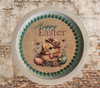 PLATE PLASTIC ROUND Decoupaged Hand Painted Upcycled Repurposed Wall Art EASTER CHICK BONNET AND EGGS - HAPPY EASTER Home Decor Spring Easter Wall Art Gift - JAMsCraftCloset