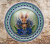 PLATE PLASTIC ROUND Decoupaged Hand Painted Upcycled Repurposed Wall Art BUNNY BLUE FLORAL Home Decor Spring Easter Wall Art Gift - JAMsCraftCloset