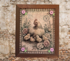 Vintage Wood Frame Decoupaged on Glass - Hen With Chicks Buttons - Shelf Sitter Handmade Country Farm Decor Wall Art Gift - JAMsCraftCloset
