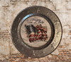 Galvanized Metal Round Charger Plate With Hanging Hook Embossed Stars Decoupaged Holiday Wall Art Shelf Sitter HAPPY 4TH OF JULY FLAG Handmade Gift Idea - JAMsCraftCloset