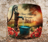 SQUARE Plastic PLATE Farmhouse Country Wall Art Shelf Sitter Decoupage ANTIQUE WATER PUMP - GOOD MORNING Handmade Gift Idea Crafters Delight - JAMsCraftCloset