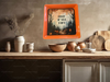 TRAY Orange Plastic Square Decoupaged Hand Painted Upcycled Repurposed Wall Art ENTER IF YOU DARE Home Decor Halloween Decor Wall Art Gift - JAMsCraftCloset