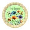 ROUND Digital Graphic Design HELLO SUMMER Green With Dragonfly Butterfly Bee Floral Wedding Gift First Home Sublimation Decoupage PNG SVG Country Farmhouse Home Decor Wall Art Shelf Sitter Gift Crafters Delight - JAMsCraftCloset
