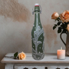 GLASS BOTTLE Green With Wire Cork Decoupaged GREEN WITH LACE AND PEARLS Shelf Sitter Home Decor Country Farmhouse Decor Wedding Decor Gift Idea - JAMsCraftCloset