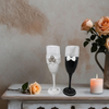 Stemware Glasses BRIDE and GROOM Toasting Glasses Hand Painted Black and White With Bling and Lace Barware Bar Decor Drinkware Kitchen Decor Country Decor Gift One of a Kind - JAMsCraftCloset