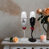 Stemware Glasses BRIDE and GROOM Champagne Toasting Glasses WEDDING Hand Painted Black and White With Bling and Heart Barware Bar Decor Drinkware Kitchen Decor Country Decor Gift One of a Kind - JAMsCraftCloset