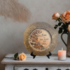 PLATE CHARGER GOLD EMBOSSED FLORAL PLASTIC ROUND DECOUPAGED Upcycled Repurposed Wall Art or Shelf Sitter LOVE IS MORE PRECIOUS THAN GOLD Home Decor Wedding Gift - JAMsCraftCloset