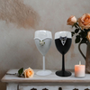 Stemware Glasses BRIDE and GROOM WINE Toasting Glasses WEDDING Hand Painted Black and White With Bling, Rose. Plaid Tie - JAMsCraftCloset