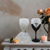 Stemware Glasses BRIDE and GROOM WINE Toasting Glasses WEDDING Hand Painted Black and White With Bling and Lace - JAMsCraftCloset