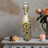 GLASS BOTTLE Tan With Wire Cork Decoupaged YELLOW 3-D Flowers Shelf Sitter Home Decor Country Farmhouse Decor Wedding Decor Gift Idea - JAMsCraftCloset